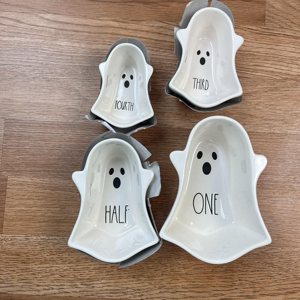 Rae Dunn Halloween Ghost Set of 4 Measuring Cups NEW
